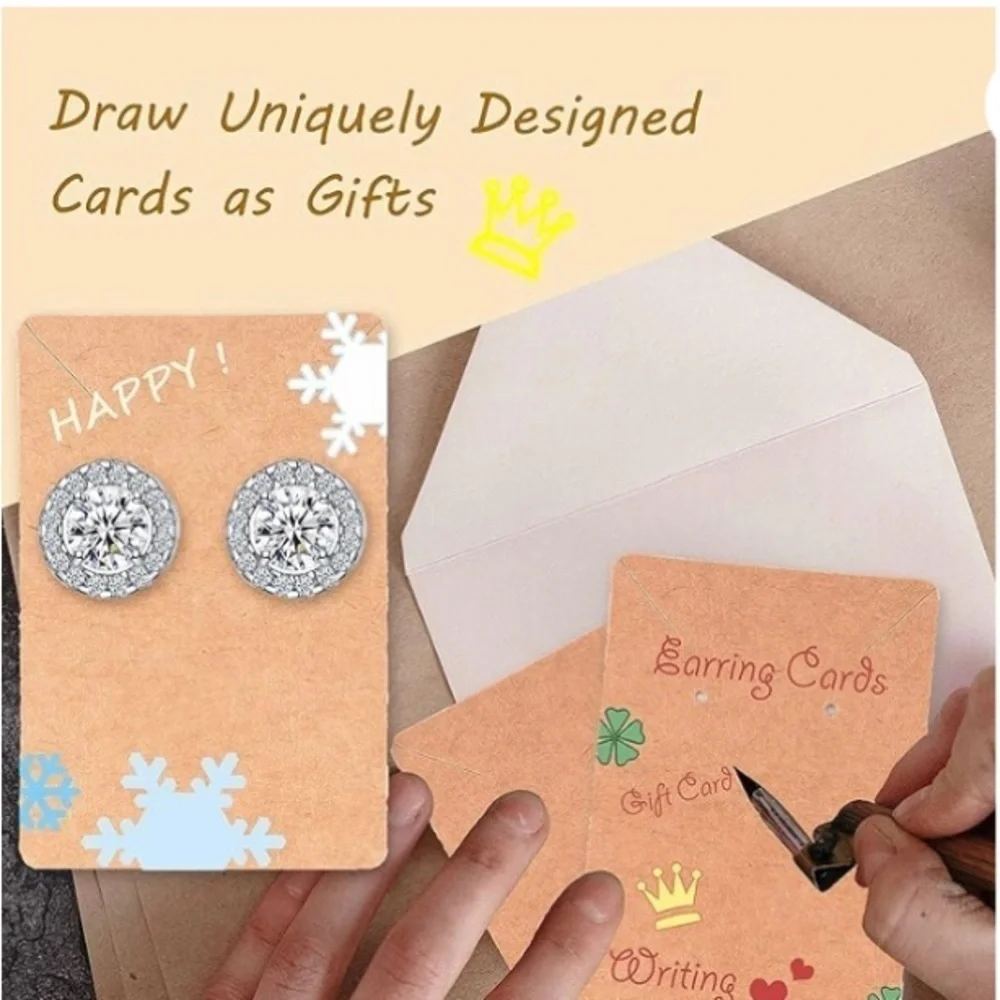 Set/10 Earring, Necklace Cards with Earring Backs, Resealable Clear Bags